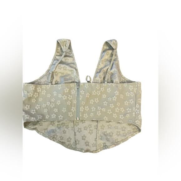 Cider festival boho corset XL top with floral pattern zipper in back Teen - Picture 2 of 5